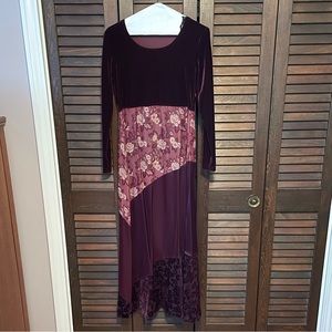 Gorgeous Burgandy Patchwork Dress